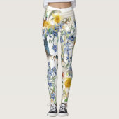 Leggings Guêtres florales d'impression d'oiseaux d'oiseau (Devant)