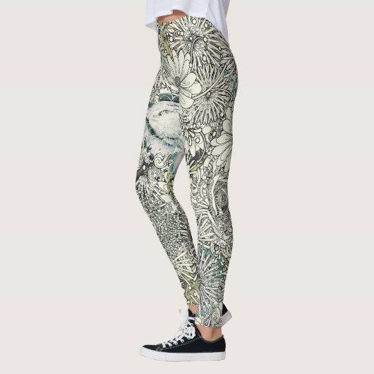 Leggings Guêtres florales illustrées (Gauche)