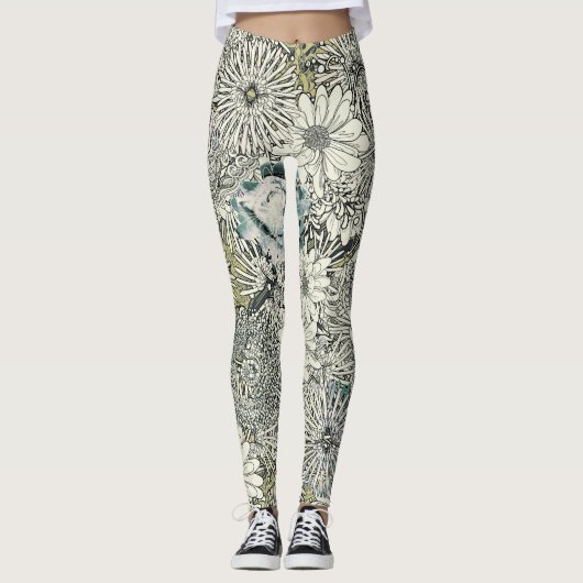 Leggings Guêtres florales illustrées (Devant)