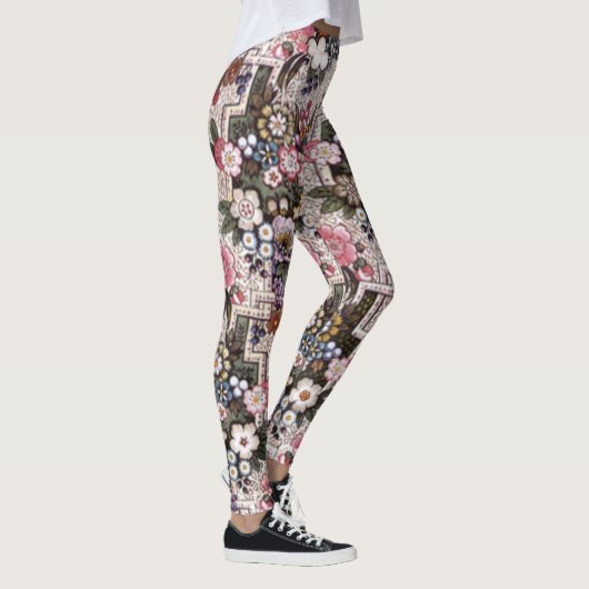 Leggings Guêtres florales roses faites sur commande (Droite)