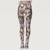 Leggings Guêtres florales roses faites sur commande (Devant)