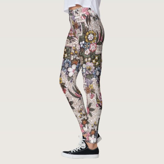 Leggings Guêtres florales roses faites sur commande (Gauche)