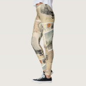 Leggings Guêtres françaises de collage de carte postale (Gauche)