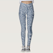 Leggings Guêtres grecques bleues et blanches d'impression (Devant)