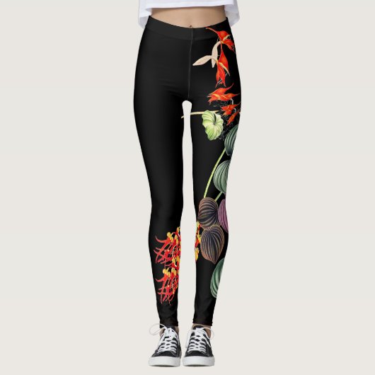Leggings Guêtres hawaïennes d'impression de fleurs (Devant)
