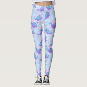 Leggings Guêtres heureuses de motif de Narwhal