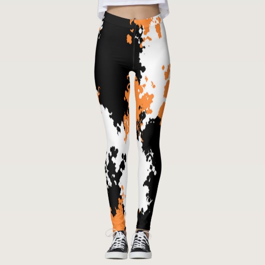Leggings Guêtres impertinentes de Camo de fille - orange (Devant)