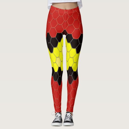 Leggings Guêtres imprimées par motif hexagonal (Devant)