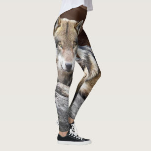 Leggings Guêtres indigènes d'impression de photo de loup