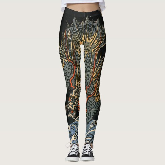 Leggings Guêtres JAPONAISES de DRAGON (Devant)