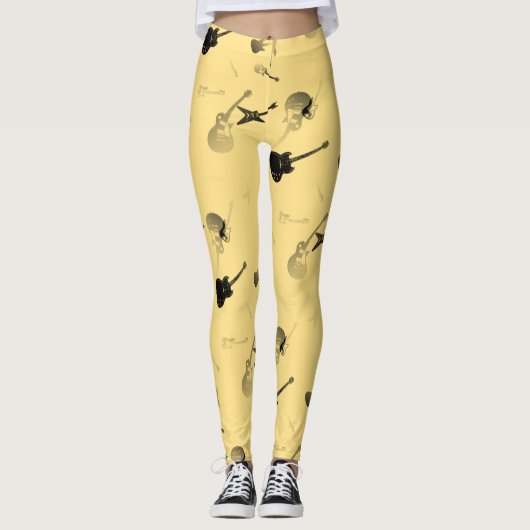 Leggings Guêtres jaune-clair de couleur de roche de (Devant)
