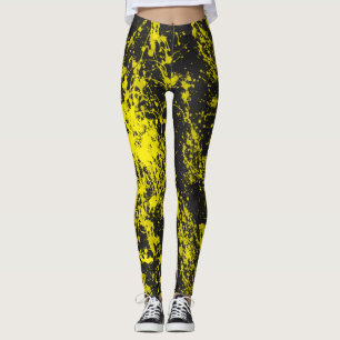 Leggings Guêtres jaunes d'éclaboussure de pinceau