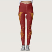 Leggings Guêtres jumelles d'or de rouge de Phoenix (Devant)