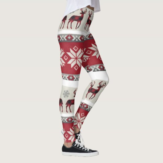 Leggings Guêtres justes rouges et blanches d'île (Droite)