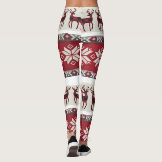 Leggings Guêtres justes rouges et blanches d'île (Dos)