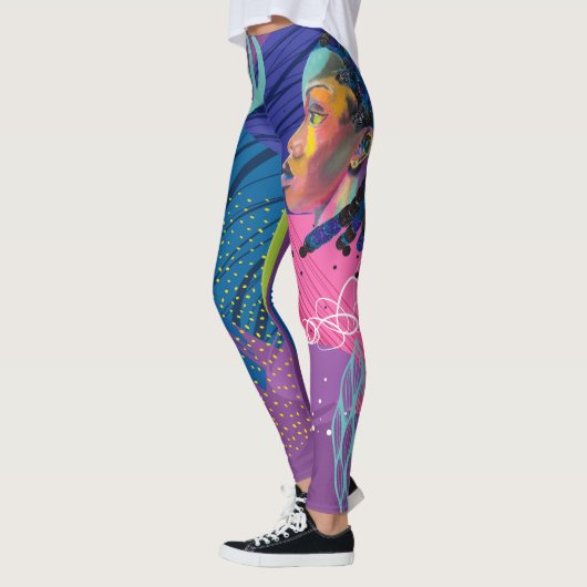 Leggings Guêtres lumineuses d'art de couleurs de visage (Gauche)