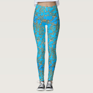 Leggings Guêtres métalliques de conception de turquoise