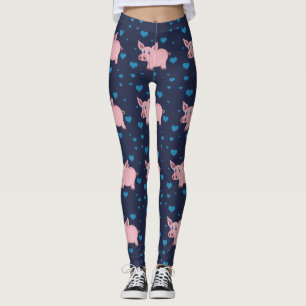 Leggings Guêtres mignonnes de porc et de coeurs