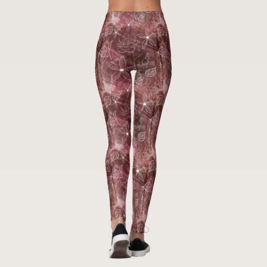 Leggings Guêtres modelées par brun rose posées (Dos)