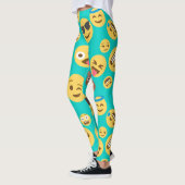 Leggings Guêtres modelées par Emojis turquoises (Gauche)