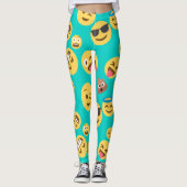 Leggings Guêtres modelées par Emojis turquoises (Devant)