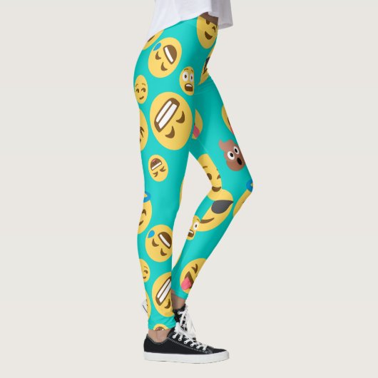 Leggings Guêtres modelées par Emojis turquoises (Droite)