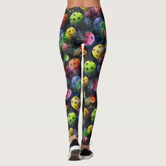 Leggings Guêtres multicolores de Pickleballs (Dos)