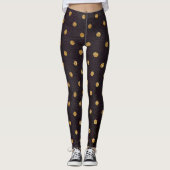 Leggings Guêtres/noir avec le pois d'or (Devant)