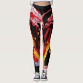 Leggings Guêtres noir et multicolore - "coeur fou " (Devant)
