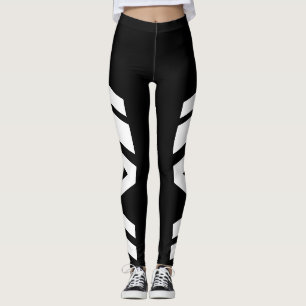 Leggings Guêtres noires/blanches de bande latérale