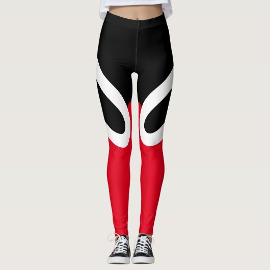 Leggings Guêtres noires/blanches/rouges du "OH-OH" (Devant)