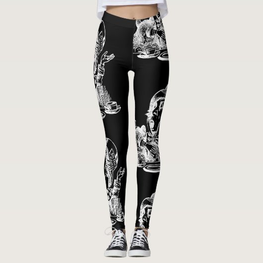 Leggings Guêtres noires d'Alice de chapelier fou (Devant)