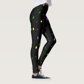 Leggings Guêtres noires de confettis de mardi gras (Droite)