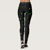 Leggings Guêtres noires de confettis de mardi gras (Dos)