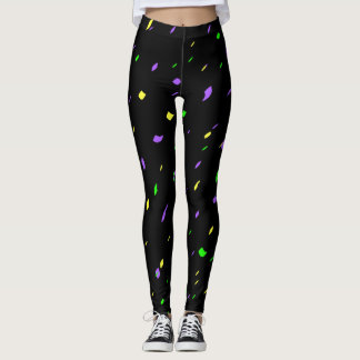 Leggings Guêtres noires de confettis de mardi gras