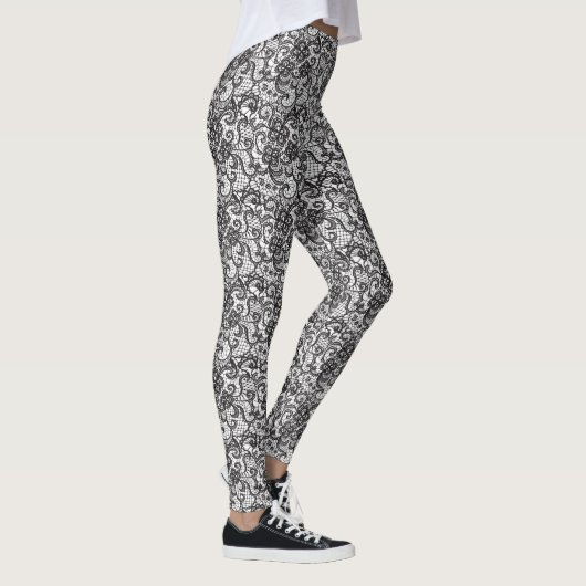 Leggings Guêtres noires de dentelle (Droite)