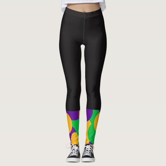 Leggings Guêtres noires de mardi gras (Devant)
