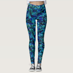 Leggings guêtres noires de tache de teinte de vert bleu