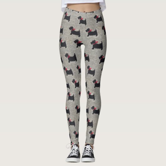 Leggings Guêtres noires de Terrier de Knit (Devant)