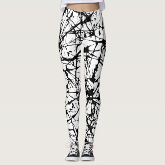 Leggings Guêtres noires d'éclaboussure de peinture