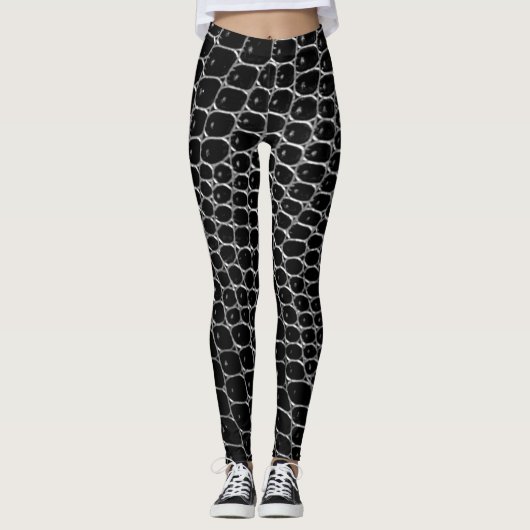 Leggings Guêtres noires d'impression de crocodile (Devant)