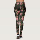 Leggings Guêtres noires d'impression florale (Dos)