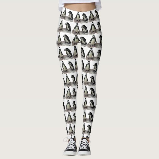 Leggings Guêtres noires et blanches d'animal d'oiseaux de (Devant)