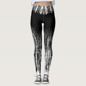 Leggings Guêtres noires et blanches de forêt de minuit (Devant)