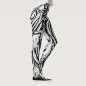 Leggings Guêtres noires et blanches de graffiti (Droite)