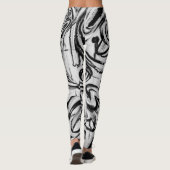 Leggings Guêtres noires et blanches de graffiti (Dos)