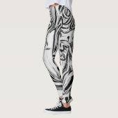 Leggings Guêtres noires et blanches de graffiti (Gauche)