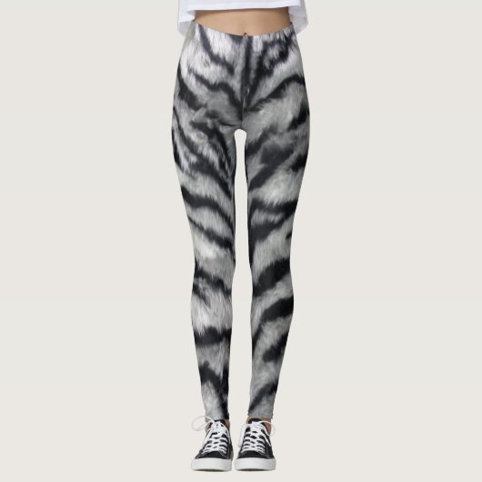 Leggings Guêtres noires et blanches d'impression de (Devant)