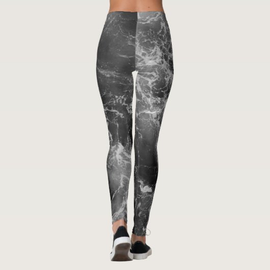 Leggings Guêtres noires et blanches d'océan (Dos)