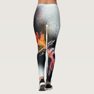 Leggings Guêtres noires et oranges classiques de plume